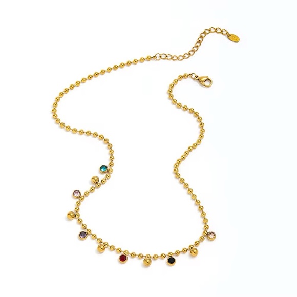 18K Gold Plated Colorful Beaded Necklace - Picture 3 of 10